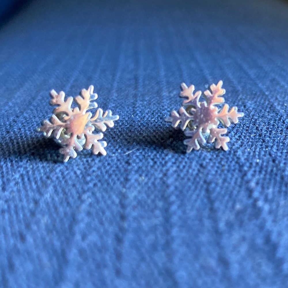 Tiny Stainless Steel Snowflake Stud Earrings